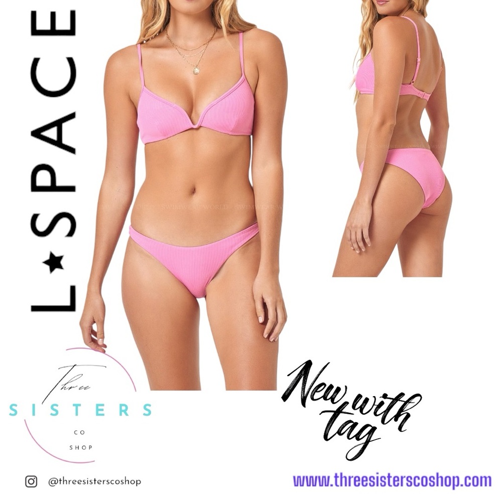 L*Space Helene Swimsuit Top Adjustable strap New with Tag Pink Guava Bikini